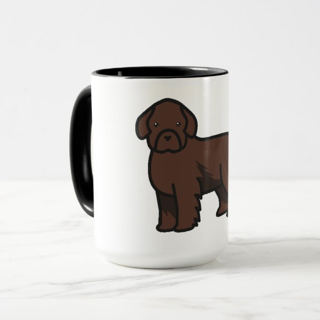 Caneca cachorro cartoon castanho terra-nova (Frente Esquerda)