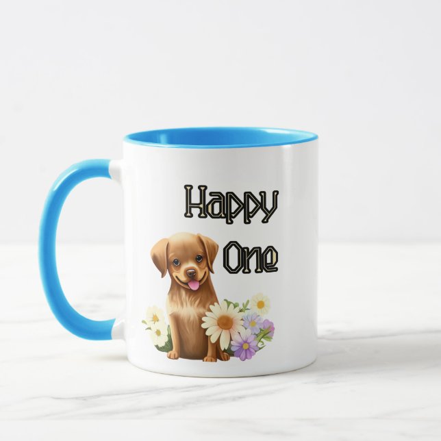 Caneca Cachorro castanho bonito (Esquerda)