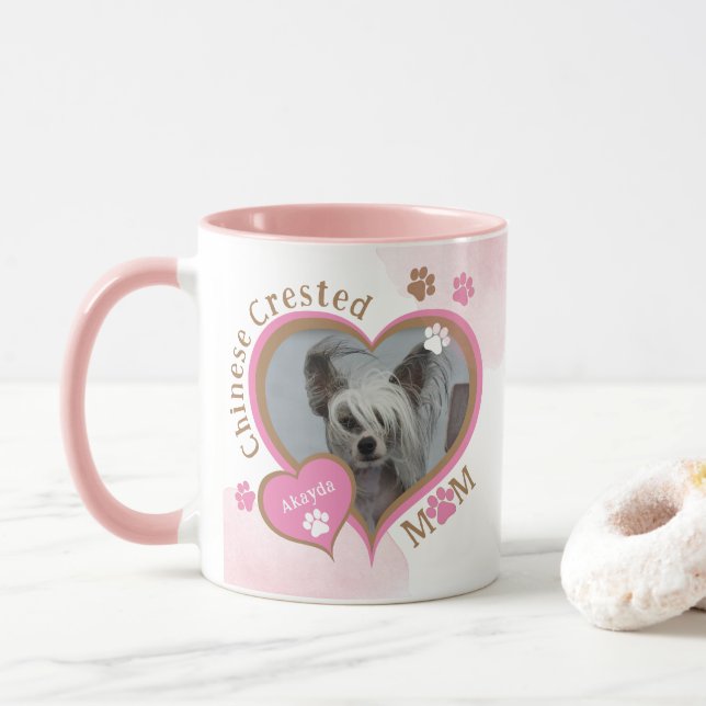 Caneca Cachorro Chinês, Mãe, Foto Personalizada Mug (Com Donut)