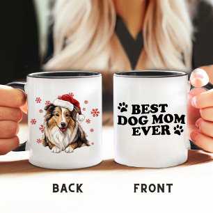 Caneca Cachorro Collie de Natal Personalizado
