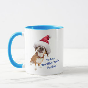 Caneca Cachorro Com Grande Chapéu De Papai Noel