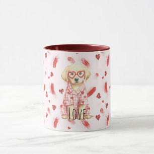 Caneca Cachorro com Óculos de Coração Brilho Corações de