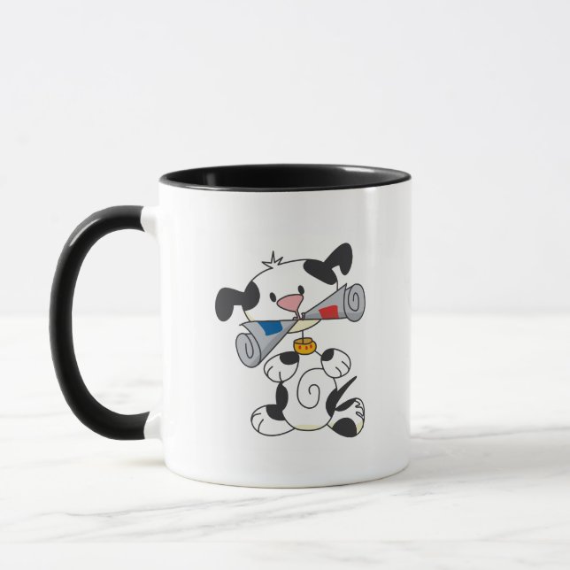 Caneca Cachorro com T-shirts de jornal e presentes (Esquerda)