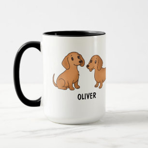 Caneca Cachorro Dachshund Vermelho Desenhado à Mão Person