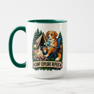 Caneca Cachorro de Acampamento junto à Fogueira