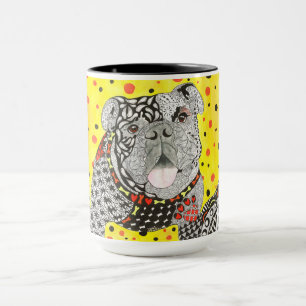 Caneca Cachorro de Bulldog Inglês, bonito e colorido
