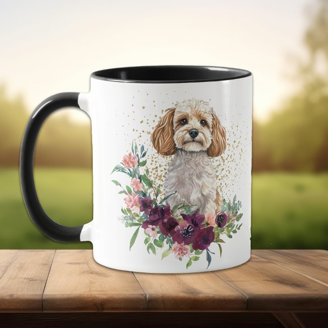 Caneca Cachorro de Buquê Floral Crimson (Criador carregado)