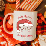 Caneca Cachorro de Cacau Quente de Santa Hat Personalizad<br><div class="desc">Dê esta caneca adorável como presente!</div>