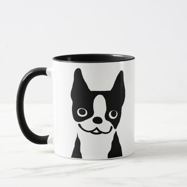 Caneca Cachorro de Cartoon, branco e preto, em Boston (Esquerda)