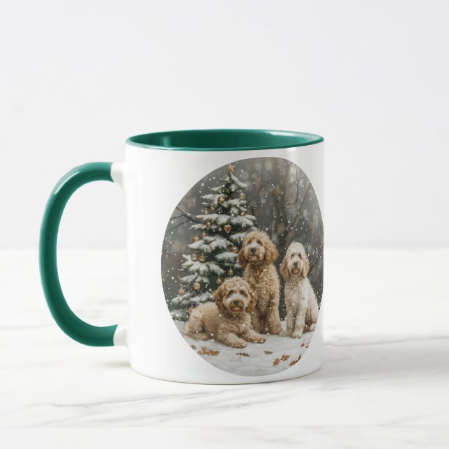 Caneca Cachorro de Goldendoodle de Natal (Esquerda)