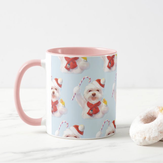 Caneca Cachorro de Natal com Canas Doces (Com Donut)