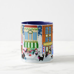 Caneca Cachorro de Natal e Gato Comprando Mug