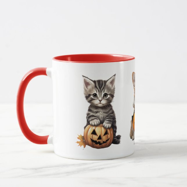 Caneca Cachorro e Gato de Halloween" (Esquerda)