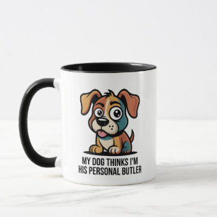 Caneca Cachorro Engraçado Butler Citação de Desenho Anima