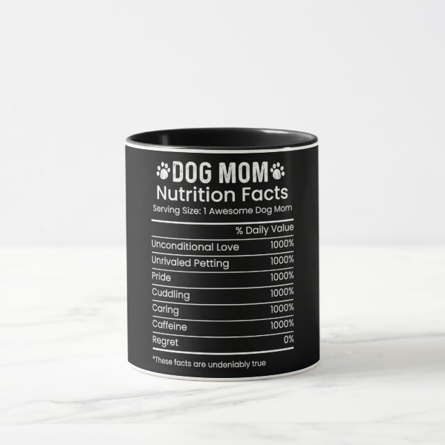 Caneca Cachorro Engraçado Fatos de Nutrição da Mãe (Centro)
