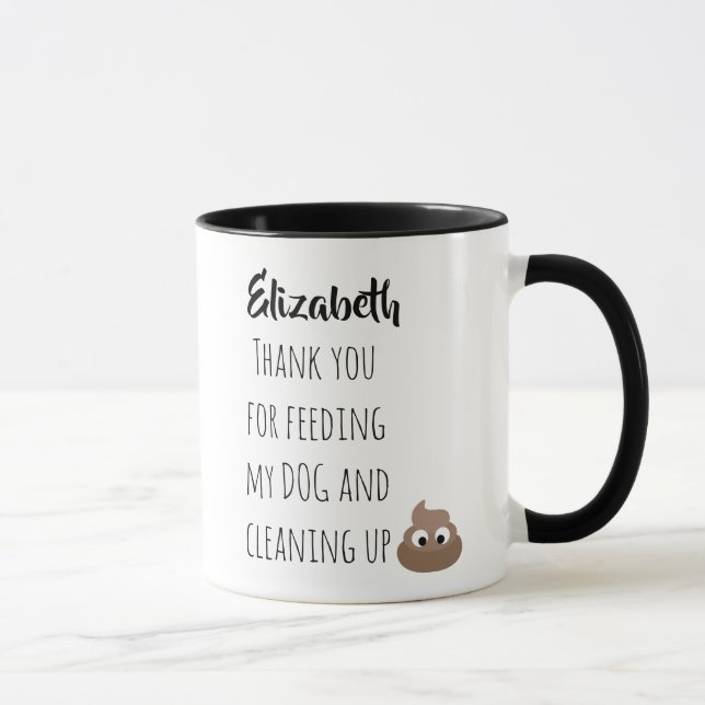 Caneca Cachorro Engraçado Obrigado por Pet Sitting POOP (Direita)