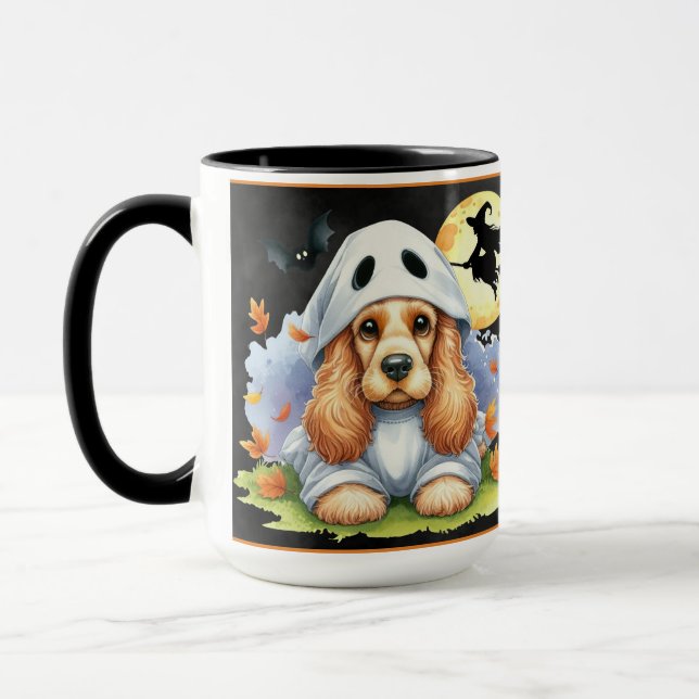 Caneca Cachorro Fantasma Fofinho Cocker Spaniel Halloween (Esquerda)