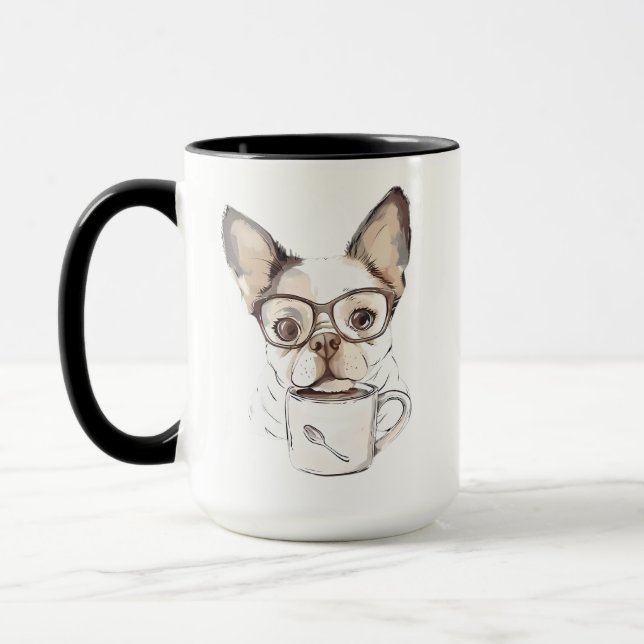 Caneca Cachorro fofo bebendo café (Esquerda)