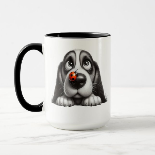 Caneca Cachorro fofo com joaninha (Esquerda)