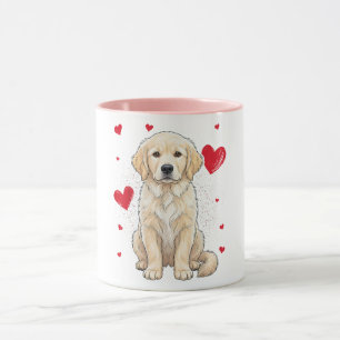 Caneca Cachorro Golden Retriever Inglês Fofo Creme