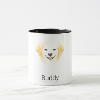 Caneca Cachorro Golden Retriever Minimalista Nome Persona