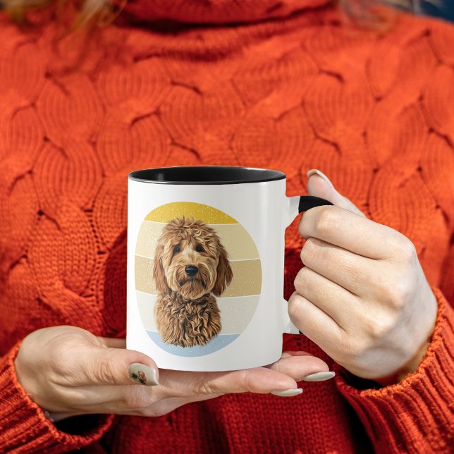 Caneca Cachorro Goldendoodle Pôr-Pôr-do-Sol (Criador carregado)
