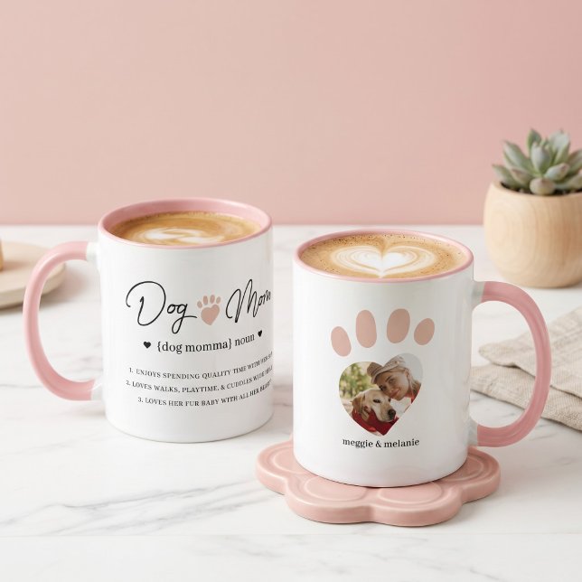 Caneca Cachorro Humorístico Divertido Mãe Personalizada F (Fun Humorous Dog Mom Personalized Definition Photo Mug)