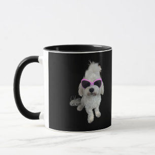 Caneca Cachorro Maltês Trendente com Óculos Rosa - Pet Bo
