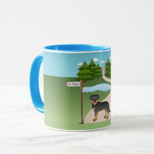 Caneca Cachorro Negro E Tan Rottweiler Por Uma Trilha De 