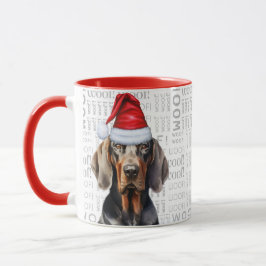 Caneca Cachorro Negro Tan Coonhound Feriado de Natal
