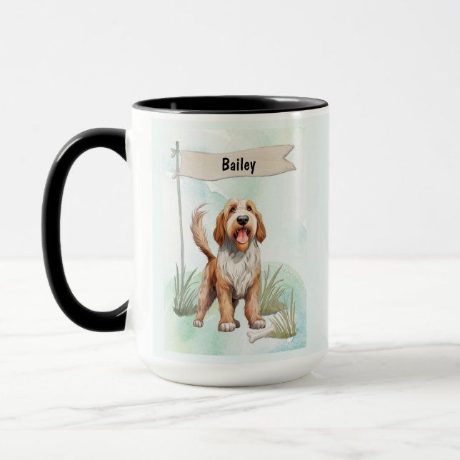 Caneca Cachorro Personalizado de Aquarela Otterhound (Esquerda)