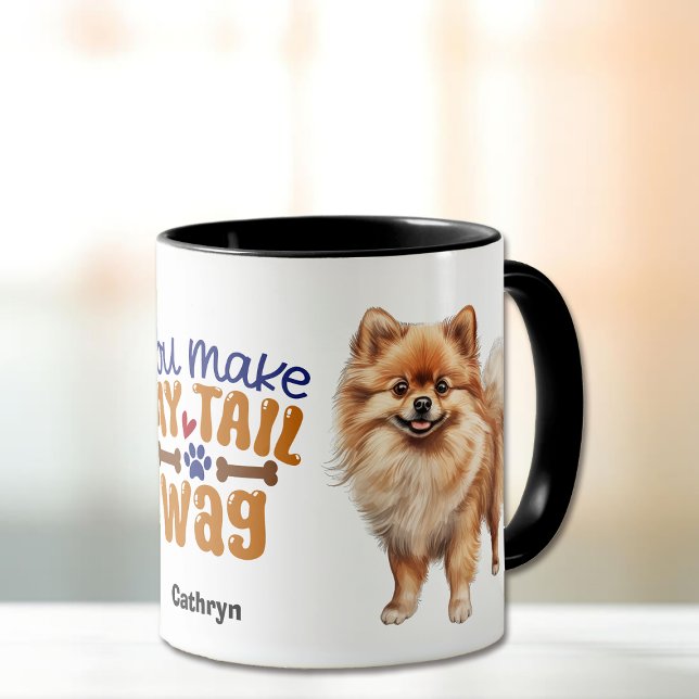 Caneca Cachorro Pomeraniano Bonito Você Faz Meu Pêssego (Criador carregado)