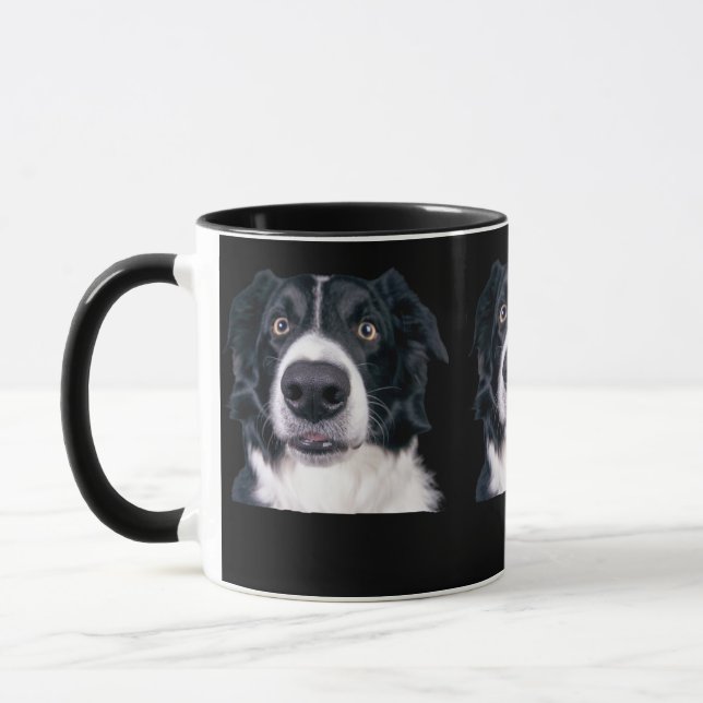 Caneca Cachorro Preto e Branco Cara (Esquerda)