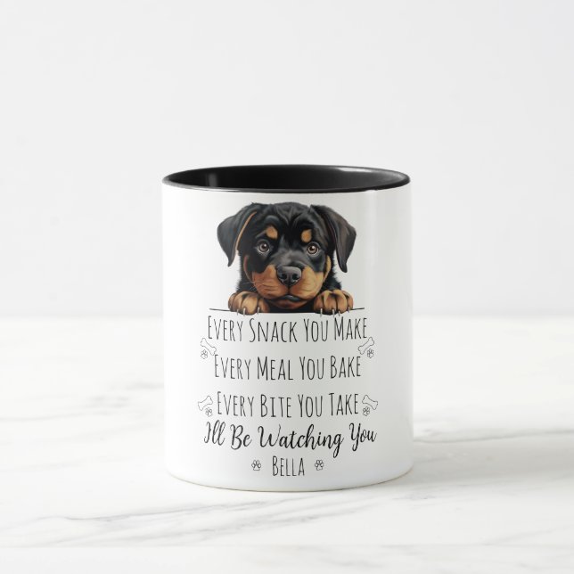 Caneca Cachorro Rottweiler Fofo Personalizado Divertido (Centro)