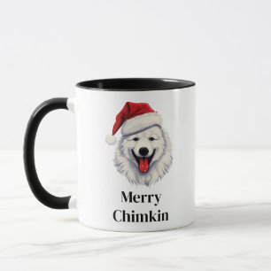 Caneca Cachorro Samoyed Chapéu de Papai Noel Natal