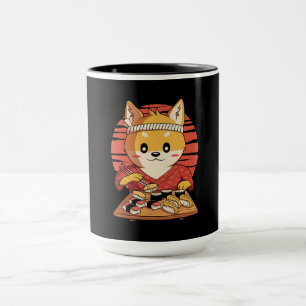 Caneca Cachorro Shiba Com Sushi   Presente de Comida jove