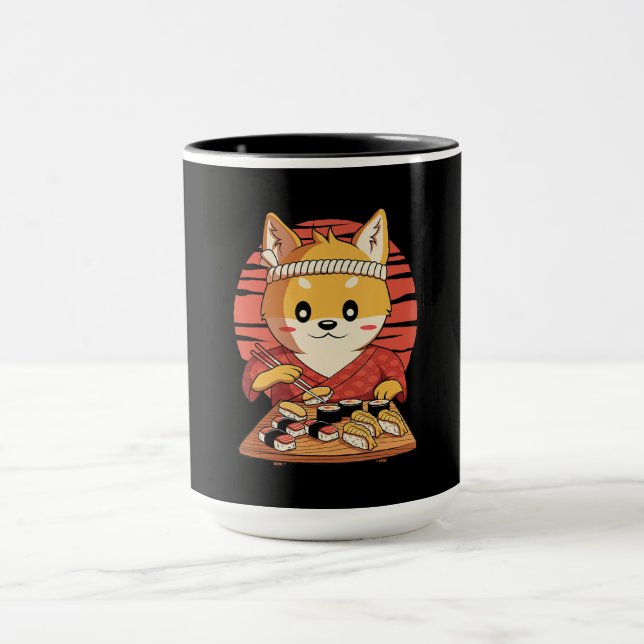 Caneca Cachorro Shiba Com Sushi | Presente de Comida jove (Centro)