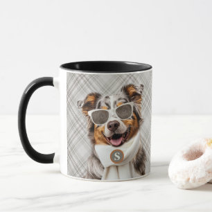 Caneca Cachorro Stylish Australian Shepherd e Monograma X