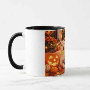 Caneca Cachorro Surpreso Personalizado Feliz Halloween