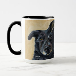 Caneca Cachorro w Orelha Curva | Mug de dois tons, 15 oz
