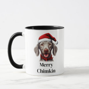 Caneca Cachorro Weimaraner com chapéu de Papai Noel no Na
