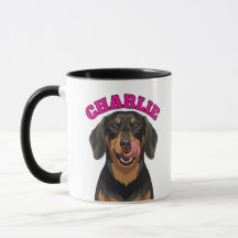 Cachorro Wiener Dachshund Preto e Marrom Lambendo 