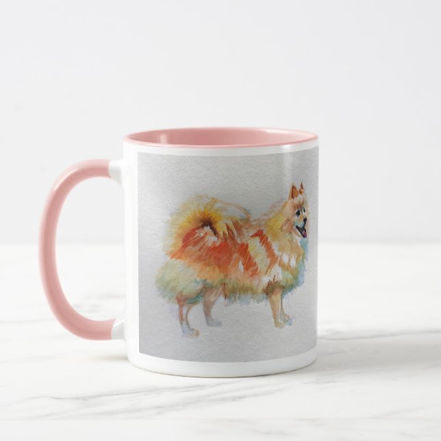 Caneca Cachorros de Aquarela Alemães Spitz Pomeranianos (Esquerda)