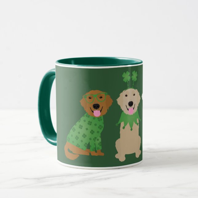 Caneca Cachorros de Dia de São Patrício felizes para vare (Frente Esquerda)