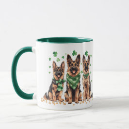 Caneca Cachorros de German shepherd do Dia de Patrick