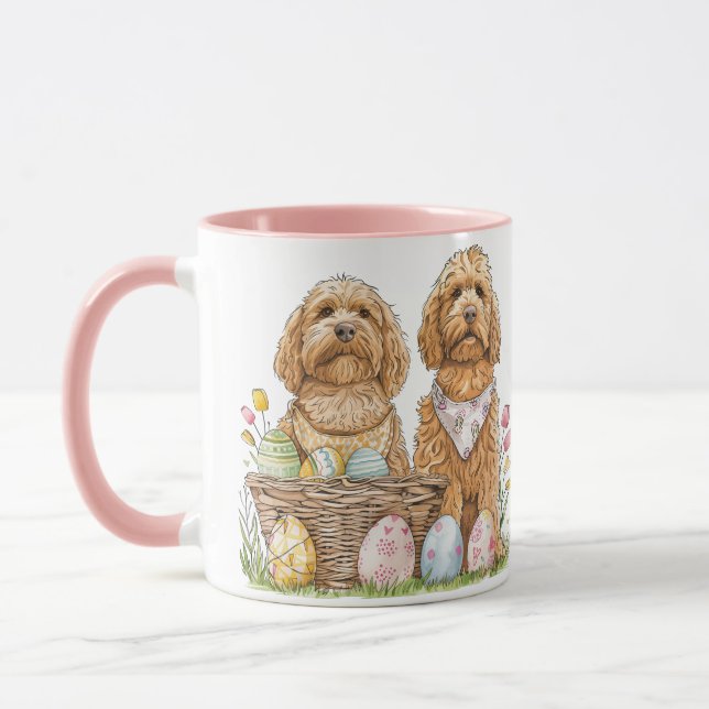Caneca Cachorros de Goldendoodle páscoas (Esquerda)