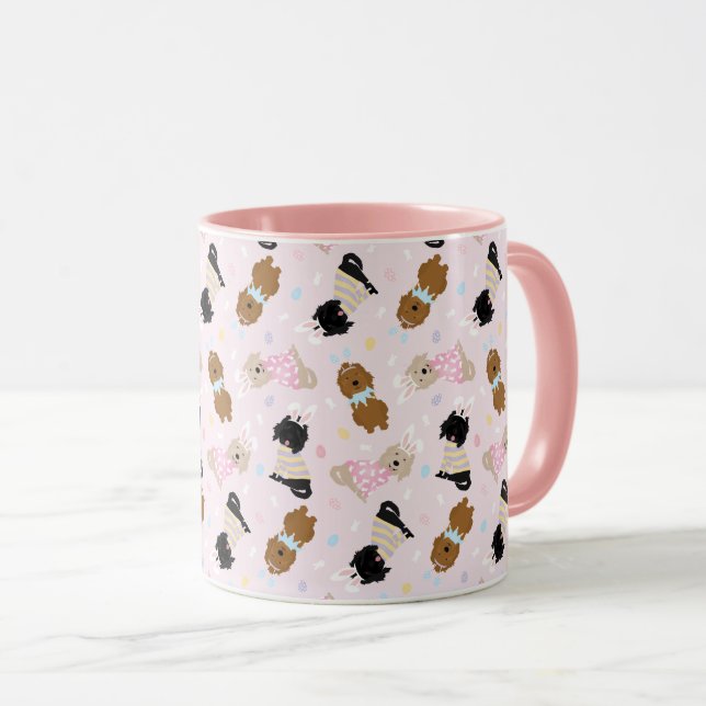 Caneca Cachorros de Goldendoodle páscoas (Frente Esquerda)