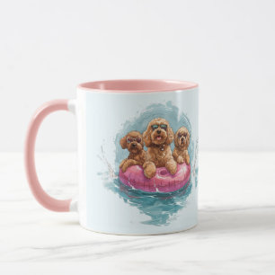 Caneca Cachorros de Goldendoodle Piscina de Abacaxi de Ve
