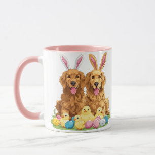 Caneca Cachorros páscoas De Retriever Cães Coelhinhos