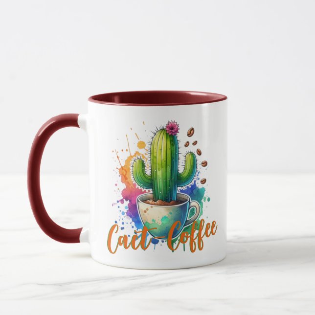 Caneca Cacto em Aquarela que ama café (Esquerda)